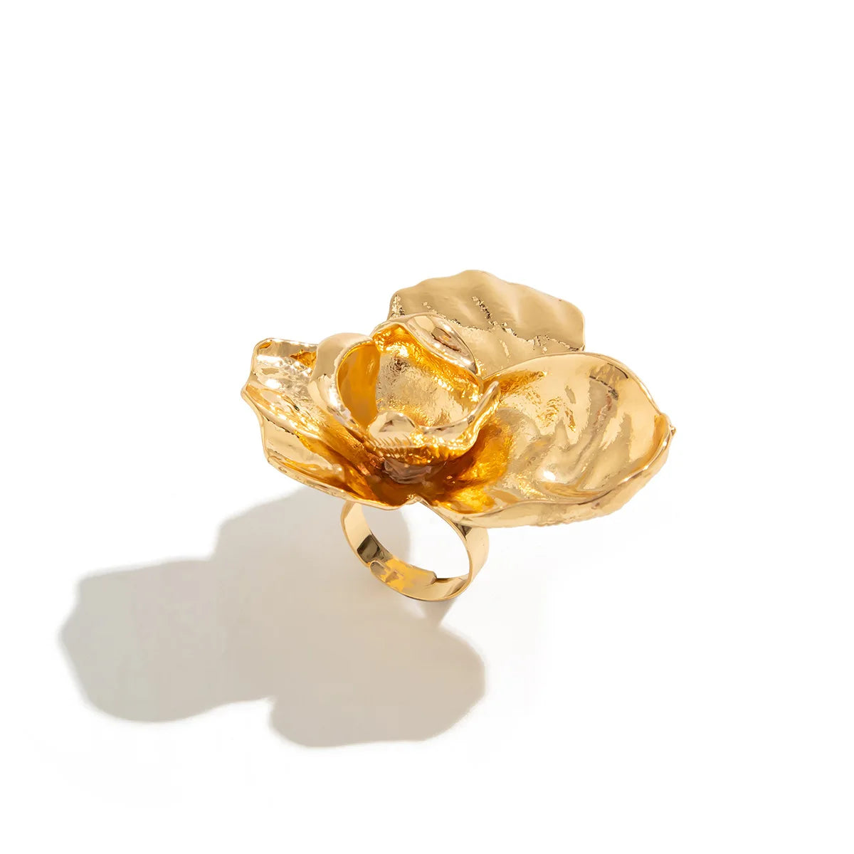 Exaggerated Big Flower Geometric Metal Gold Silver Color Open Ring Women Goth Punk Couple Adjustable Knuckle Joint Rings Jewelry