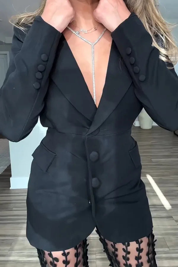 New Women's Autumn Winter Sexy Waist Exposing Women's Blazer Elegant Ladies Fashion INS Casual Loose Party Suit Female