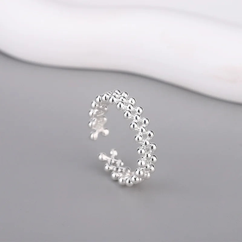 925 Sterling Silver Bilayer Ball Open Rings For Women Wedding Luxury Quality Jewelry Accessories Jewellery Argent 925