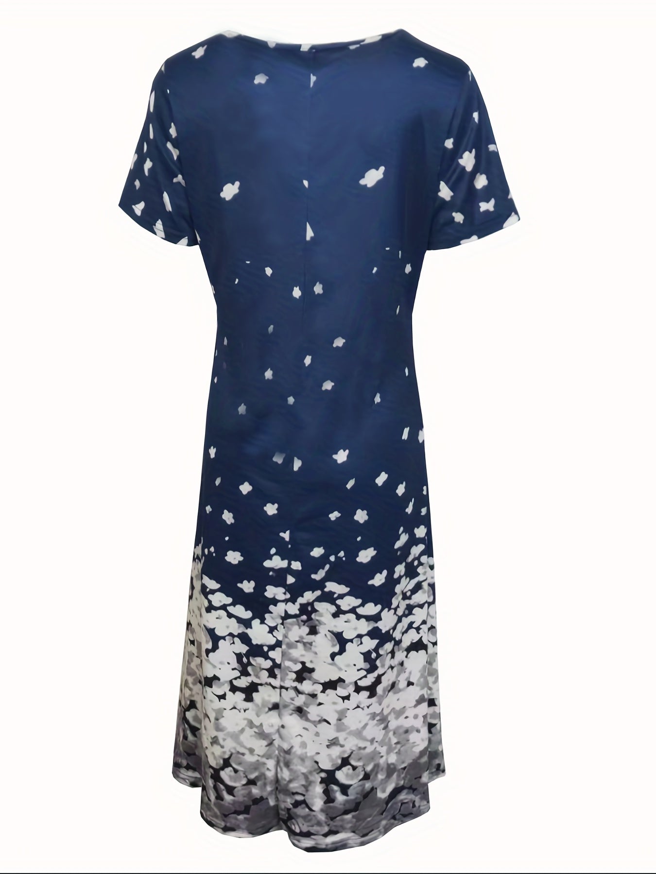 Charming Floral Print V Neck Dress - Flowy & Comfortable Short Sleeve Style - Perfect for Spring & Summer Wardrobe - Womens Casual Clothing