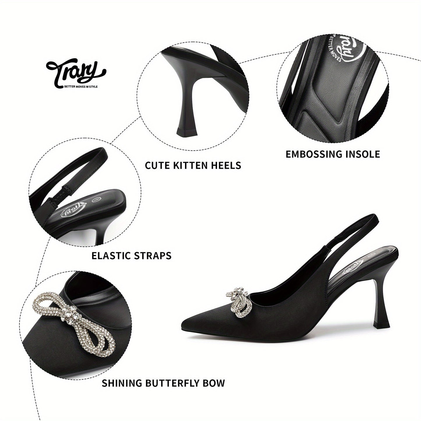 Trary Women's Pumps, Back Heels for Women Closed Toe, Pumps Shoes Women, Kitten Heels for Women, Womens Pumps 3 Inch Heel, Low Heel Womens Heels, Womens Dress Shoes, Short Stiletto Heels, Work Heels