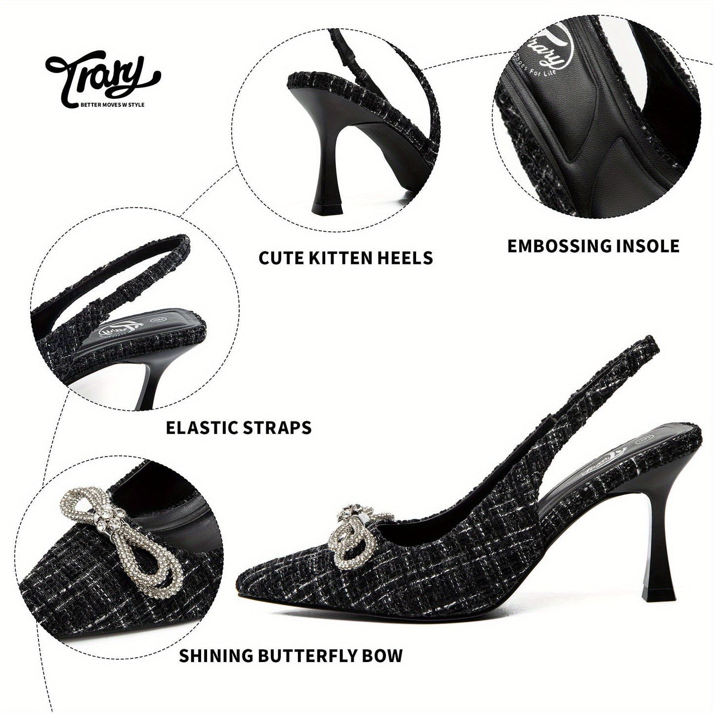 Trary Women's Pumps, Back Heels for Women Closed Toe, Pumps Shoes Women, Kitten Heels for Women, Womens Pumps 3 Inch Heel, Low Heel Womens Heels, Womens Dress Shoes, Short Stiletto Heels, Work Heels