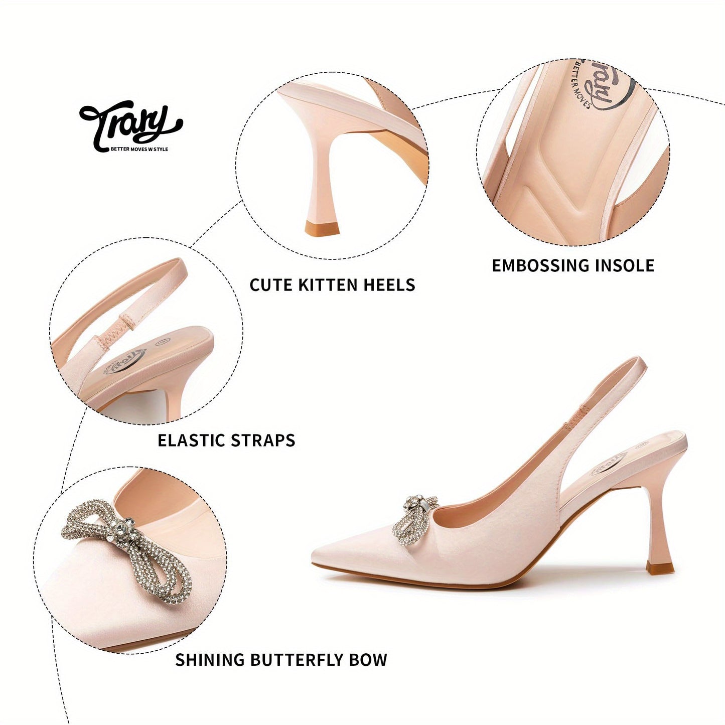 Trary Women's Pumps, Back Heels for Women Closed Toe, Pumps Shoes Women, Kitten Heels for Women, Womens Pumps 3 Inch Heel, Low Heel Womens Heels, Womens Dress Shoes, Short Stiletto Heels, Work Heels
