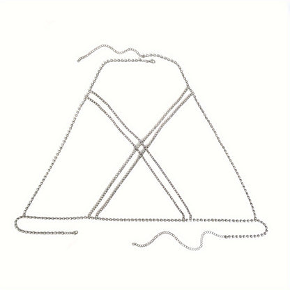 Luxury Cross Chest Chain Shiny Rhinestones Body Chain Jewelry