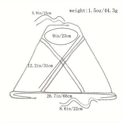 Luxury Cross Chest Chain Shiny Rhinestones Body Chain Jewelry