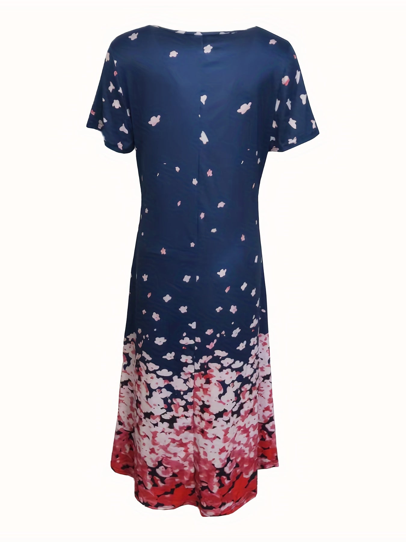 Charming Floral Print V Neck Dress - Flowy & Comfortable Short Sleeve Style - Perfect for Spring & Summer Wardrobe - Womens Casual Clothing