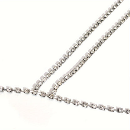 Luxury Cross Chest Chain Shiny Rhinestones Body Chain Jewelry