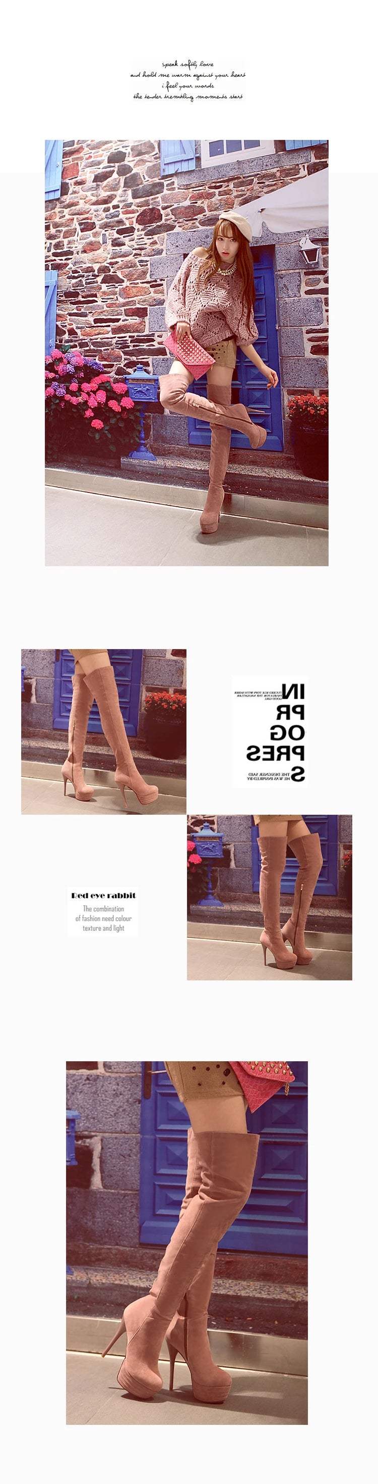 Winter Warm Plush Ultra-High Stiletto Long-Tube Women's Boots High Waterproof Platform Side Zipper Over-The-Knee Boots 2024