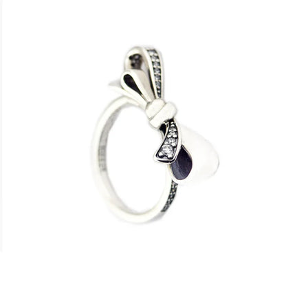 Brilliant Bow Rings for Women Fashion 925 Sterling Silver Rings Jewelry Charm Female Ring Jewelry Clear CZ Shine Girl Ring Gift