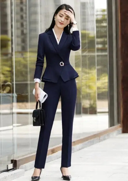 High Quality Winter Suit For Women Pant Sets Formal Long Sleeve Slim Blazer and Trousers Office Ladies Work Wear