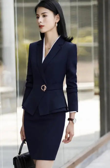 High Quality Winter Suit For Women Pant Sets Formal Long Sleeve Slim Blazer and Trousers Office Ladies Work Wear