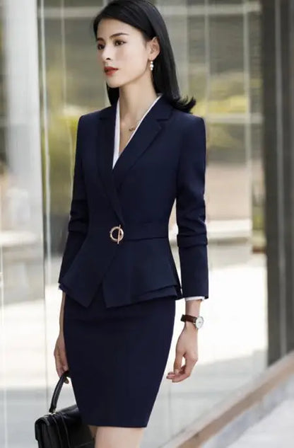 High Quality Winter Suit For Women Pant Sets Formal Long Sleeve Slim Blazer and Trousers Office Ladies Work Wear