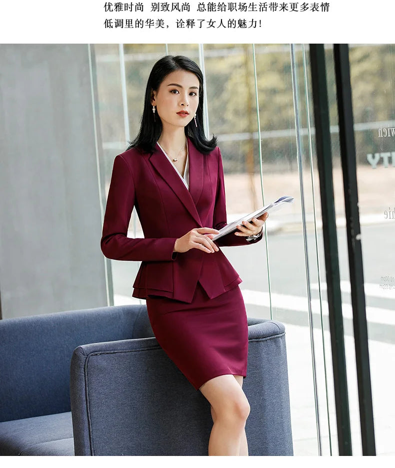High Quality Winter Suit For Women Pant Sets Formal Long Sleeve Slim Blazer and Trousers Office Ladies Work Wear