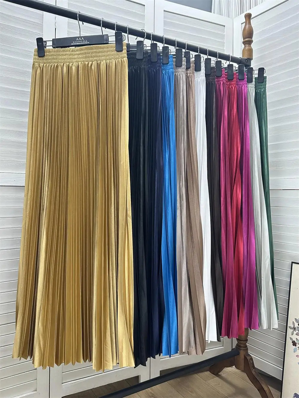 98cm Basics Maxi Pleated Skirt for Women New Korean Casual All-match Solid A Line High Waist Long Maxi Skirt Female