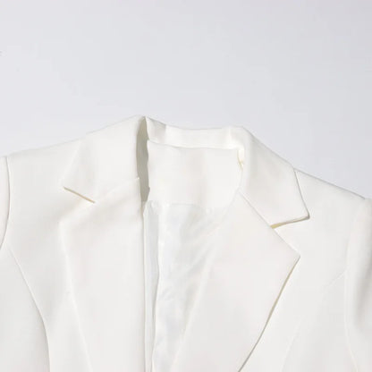 ZMEENNA White Blazer Notched Collar Single Button Patchwork Metal Tassel Jackets For Women 2025 Spring Fashion New Coats ZM628