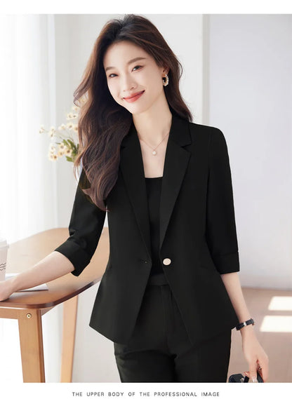 NAVIU Women Spring New Fashion Professional Suits Matching Set Korean Elegant Casual Blazer Coat Pants Two Piece Female Clothing