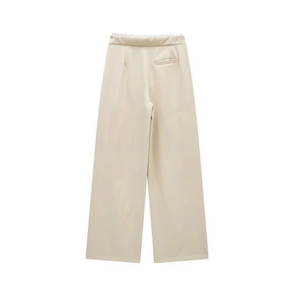 HXAO Women Pants Summer Baggy Pants For Woman Pleats Casual Black Pants Office Lace Up Fluid Trousers Boxer Gray Womens Pants