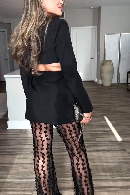 New Women's Autumn Winter Sexy Waist Exposing Women's Blazer Elegant Ladies Fashion INS Casual Loose Party Suit Female