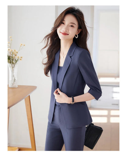 NAVIU Women Spring New Fashion Professional Suits Matching Set Korean Elegant Casual Blazer Coat Pants Two Piece Female Clothing