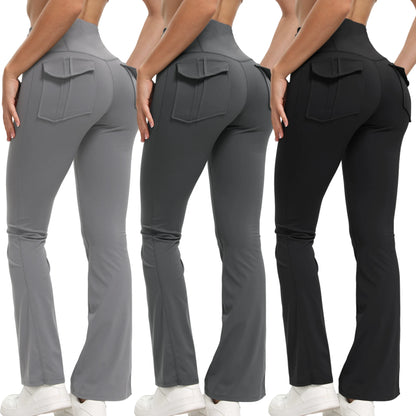 Women's High Waisted Flared Yoga Pants with Pockets Tummy Control Bootcut Leggings for Gym Fitness Casual Wear