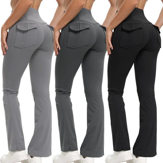 Women's High Waisted Flared Yoga Pants with Pockets Tummy Control Bootcut Leggings for Gym Fitness Casual Wear