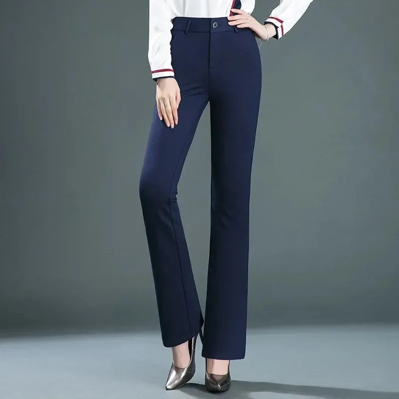 Spring Autumn New Style High Waist Loose Straight Mom Pants Women's plus Size Elastic Casual Classic Long Trousers