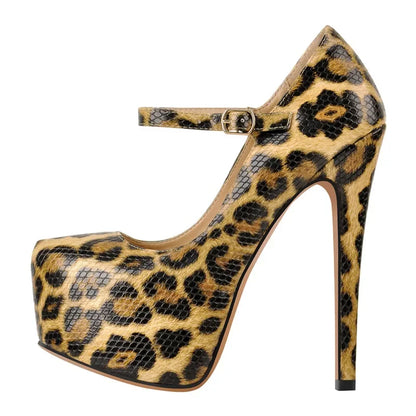 Onlymaker Women Mary Jane Platform Pumps Ankle Strap Stiletto Super High Heels Dress Buckle Shoes Large Size Female Heels