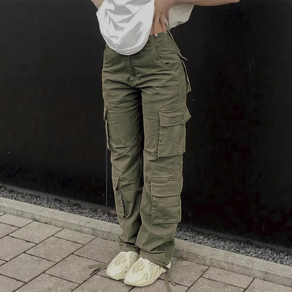 Casual Women's Tactical Pants Straight Leg Mountain Climbing High Street Spring Summer New Style Workwear Long Trousers