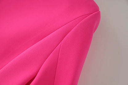 Bright Color Spring Autumn Women Hot Pink Slim Chic Fashion Street Lady Quality Blazer Outer Wear Jackets
