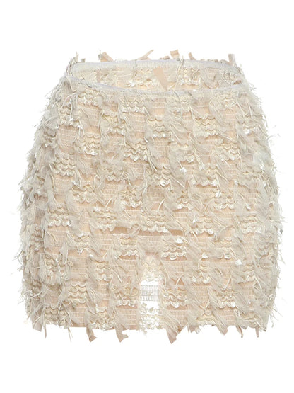 Weird Puss Colorful Tassel Skirts Peach Hip Women Thin Knit Wild Sexy Midnight Summer Trend Stretch Skinny Streetwear Bodycon