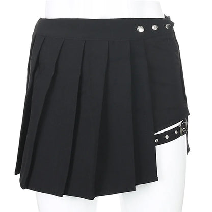 Sexy Gothic Women Skirt High Waist Pleated Punk Black Summer Girl's Skirts with Shorts Goth Dark Japanese Cosplay