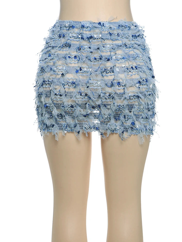 Weird Puss Colorful Tassel Skirts Peach Hip Women Thin Knit Wild Sexy Midnight Summer Trend Stretch Skinny Streetwear Bodycon