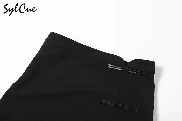 Nibber Black Sexy Split Simple Casual All-Match Hot Street Outing Cool Mature Vitality Personality Trend Basic Women'S Skirt