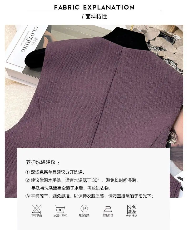 Simple Sleeveless Suit Vest Casual Wide Leg Pants Two-piece Set for Women 2025 New Elegant Suit Set