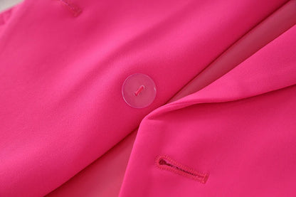 Bright Color Spring Autumn Women Hot Pink Slim Chic Fashion Street Lady Quality Blazer Outer Wear Jackets