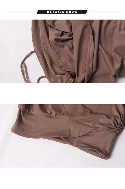 Women'S Drawstring High-Waisted Skirt Women Running Anti-Go Naked Yoga Shorts Full Fitness Tennis Sports Shorts