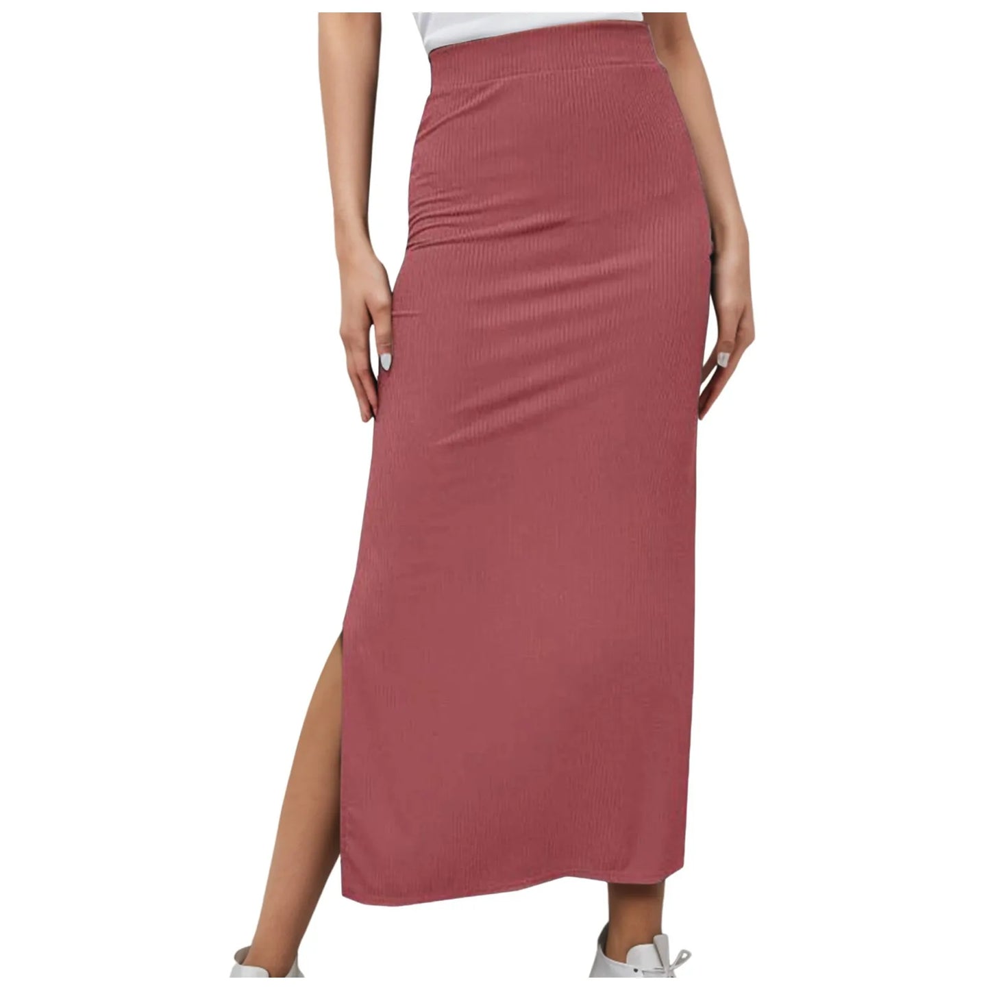 Solid Color High Waist Pencil Skirt Women Slim Fit Wrap Split Ribbend Long Maxi Skirt Summer Streetwear A Bottomed Skirts юбка