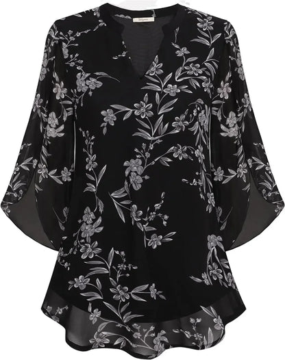 Casual Summer Hot Sale Of The Season Women's Shirt Loose V-neck Petal Sleeve Chiffon Blouse Fashionable Elegant Female Top with