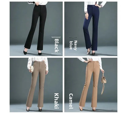 Spring Autumn New Style High Waist Loose Straight Mom Pants Women's plus Size Elastic Casual Classic Long Trousers