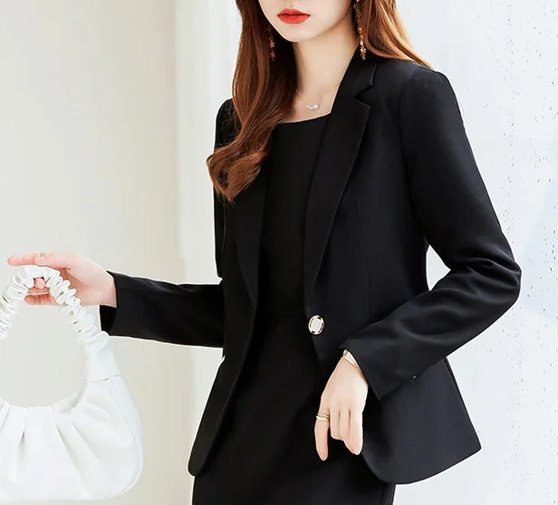 Yitimuceng Elegant Blazer Women Office Fashion Long Sleeve Suits Solid Single Button Pockets 2025 New All Seasons Dress Suits