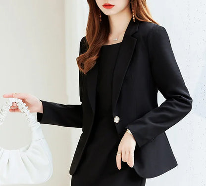 Yitimuceng Elegant Blazer Women Office Fashion Long Sleeve Suits Solid Single Button Pockets 2025 New All Seasons Dress Suits