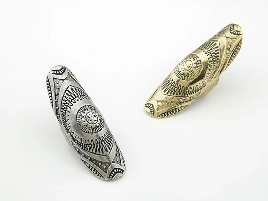 Bohemian Ethnic Ring Retro Style Punk Traditional Personality Carved Shield Joint Ring Statement Jewelry Fresh Accessories