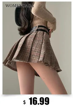 WOMENGAGA Leather Matte Slim Mini Sexy Fashion PU Hot Short High Waist Skirt Korean Nightclub Streetwear Wholesale Clothes 7ST