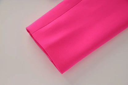 Bright Color Spring Autumn Women Hot Pink Slim Chic Fashion Street Lady Quality Blazer Outer Wear Jackets