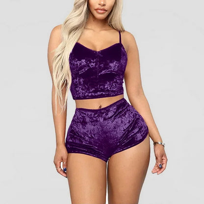 Women's Sleepwear Sexy Lace Satin Pajama Sets Nightwear Sleeveless Tops+Shorts 2 Pcs Sets for Women Pijama