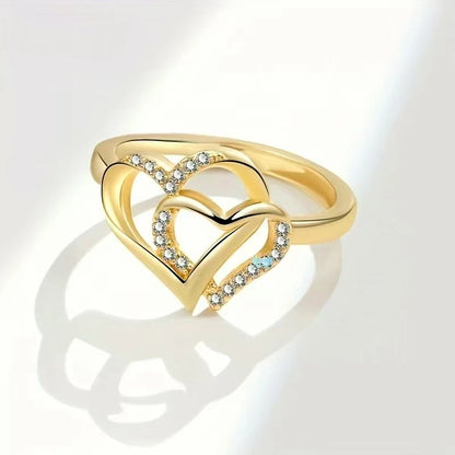 A pair of heart-shaped rings for women, simple and youthful in style.