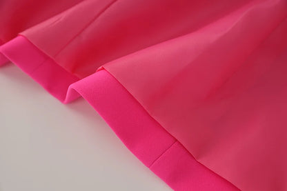 Bright Color Spring Autumn Women Hot Pink Slim Chic Fashion Street Lady Quality Blazer Outer Wear Jackets