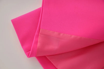 Bright Color Spring Autumn Women Hot Pink Slim Chic Fashion Street Lady Quality Blazer Outer Wear Jackets