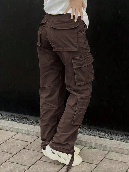 Casual Women's Tactical Pants Straight Leg Mountain Climbing High Street Spring Summer New Style Workwear Long Trousers
