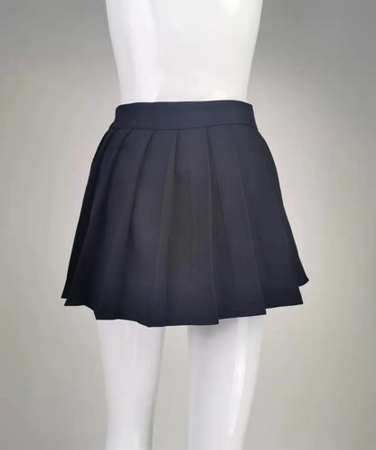 Sexy Gothic Women Skirt High Waist Pleated Punk Black Summer Girl's Skirts with Shorts Goth Dark Japanese Cosplay